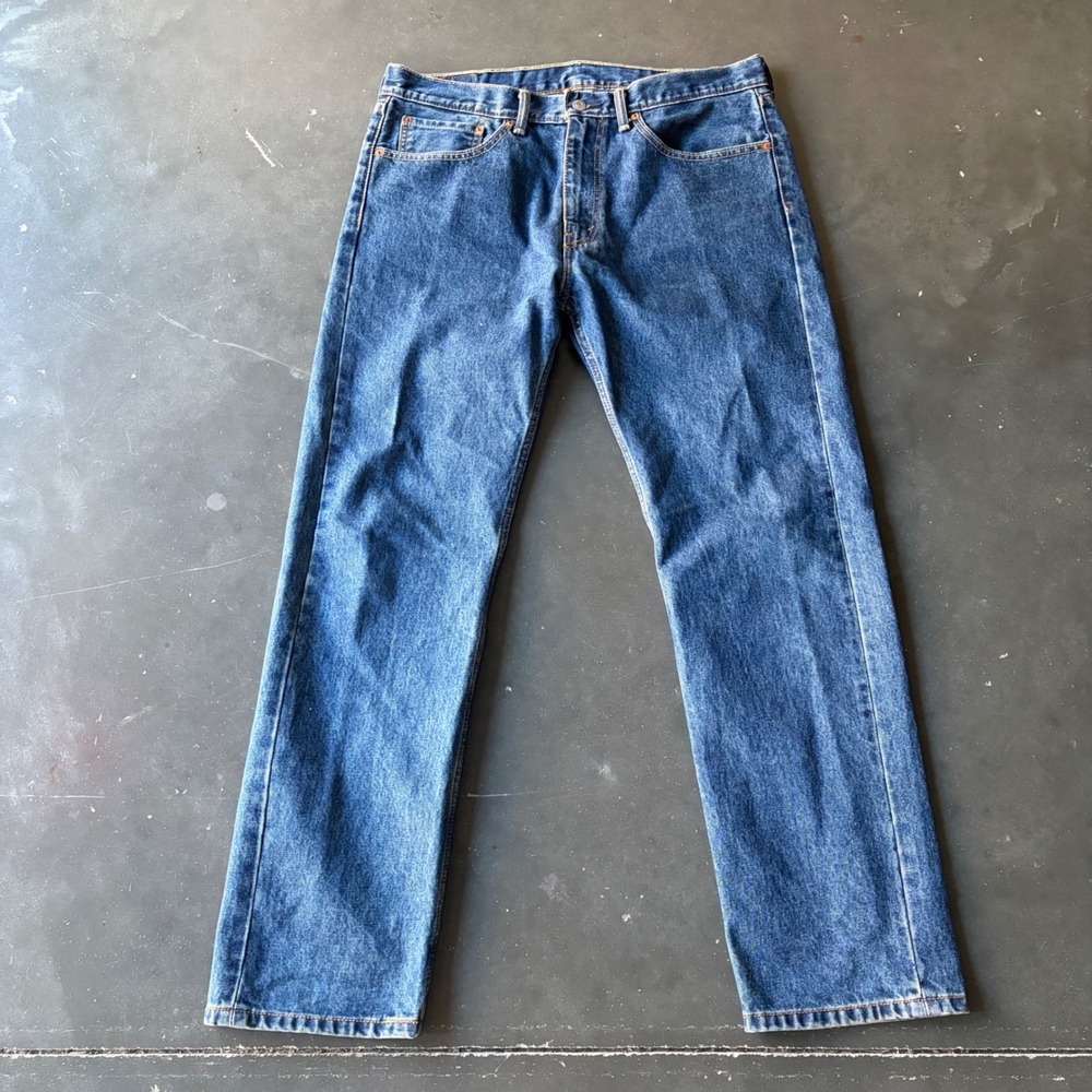 Levis 505 Regular Fit Straight Leg Blue Denim Jeans Mens W36 L32 - Picture 1 of 7